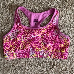 Nike Pink and Yellow Dotted Sports Bra size Large
